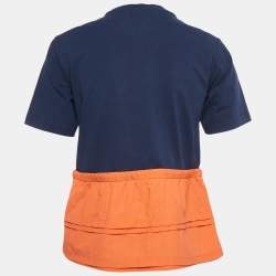 Kenzo Navy Blue/Orange Cotton Knit and Nylon Elasticized Top XS