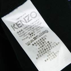 Pre Owned Kenzo Black Tiger Print Cotton Crew Neck T-Shirt L