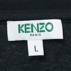 Pre Owned Kenzo Black Tiger Print Cotton Crew Neck T-Shirt L