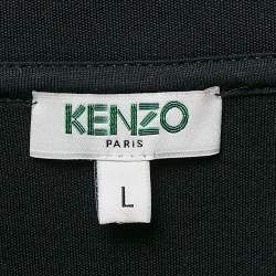 Kenzo Black Jersey Logo Tape Detail High Neck Sweater L