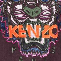 مملوكة مسبقًا Kenzo Purple Tiger Embroidered Cotton Mini Dress S