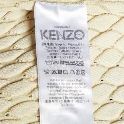 Pre Owned Kenzo Patterned Knit Pearl Button Front Cardigan XS