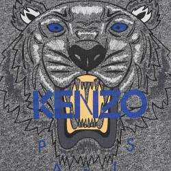 Pre Owned Kenzo Grey Tiger Print Cotton Crew Neck T-Shirt M