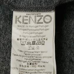 Pre Owned Kenzo Grey Tiger Print Cotton Crew Neck T-Shirt M