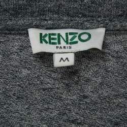 Pre Owned Kenzo Grey Tiger Print Cotton Crew Neck T-Shirt M