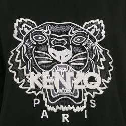Pre Owned Kenzo Black Tiger Embroidered Crepe Crew Neck Jumper L
