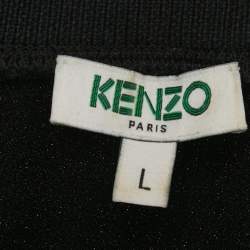 Pre Owned Kenzo Black Tiger Embroidered Crepe Crew Neck Jumper L