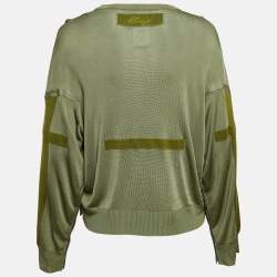 Kenzo Green Knit Button Detail Sweatshirt S