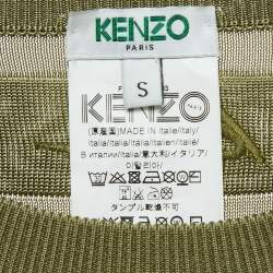 Kenzo Green Knit Button Detail Sweatshirt S