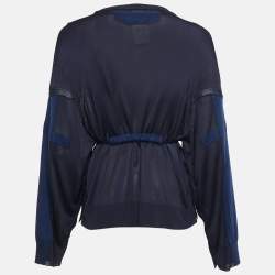 Kenzo Blue Knit Drawstring Sheer Sweater S