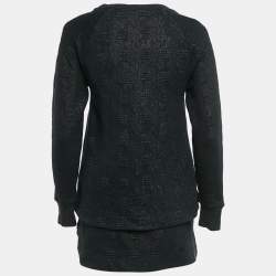 مملوكة مسبقًا Kenzo Black Textured Lurex Knit Skirt & Sweatshirt Set S