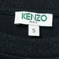 مملوكة مسبقًا Kenzo Black Textured Lurex Knit Skirt & Sweatshirt Set S