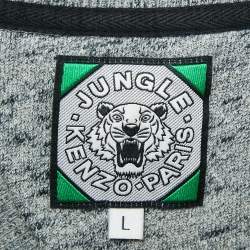 Pre Owned Kenzo Grey Melange Tiger Embroidered Cotton Sweatshirt L