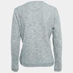 Pre Owned Kenzo Grey Melange Tiger Embroidered Cotton Sweatshirt L