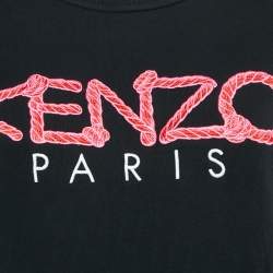 Pre Owned Kenzo Black Logo Bondage Fuxia Writing Cotton Sweatshirt M