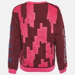 Kenzo Burgundy/Pink Block Pattern Wool Sweatshirt L