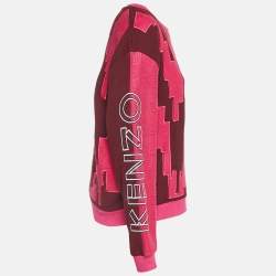 Kenzo Burgundy/Pink Block Pattern Wool Sweatshirt L