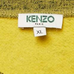 Kenzo Green Tiger Logo Embroidered Marl Knit Sweatshirt XL