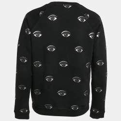 Pre Owned Kenzo Black Eye Logo Printed Cotton Knit Sweatshirt S