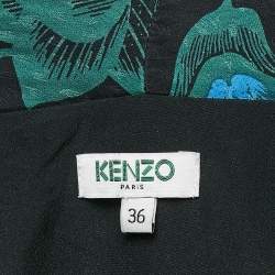 Pre Owned Kenzo Green Floral Print Silk Maxi Dress S