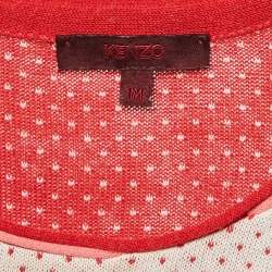Pre Owned Kenzo Red Intarsia Knit Tank Top M