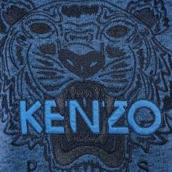 Pre Owned Kenzo Blue Tiger Lurex Embroidery Crew Neck Sweatshirt L