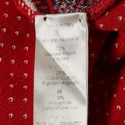 Kenzo Red Intarsia Knit Button Front Cardigan M