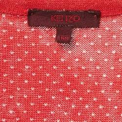 Kenzo Red Intarsia Knit Button Front Cardigan M