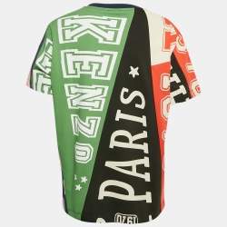 Pre Owned Kenzo Multicolor Flag Print Jersey Crewneck T-Shirt L