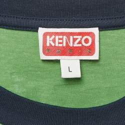 Pre Owned Kenzo Multicolor Flag Print Jersey Crewneck T-Shirt L