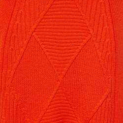 Kenzo Orange Wool Rib Knit Midi Skirt L