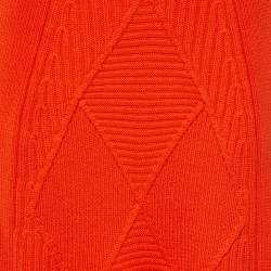 Kenzo Orange Wool Rib Knit Midi Skirt L