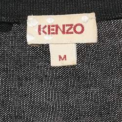 Pre Owned Kenzo Black Silk Blend Button Front Cardigan M