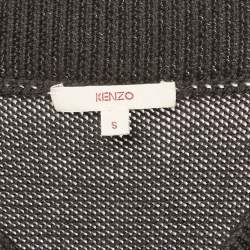 Pre Owned Kenzo Charcoal Grey Knit Double Breasted Long Cardigan S