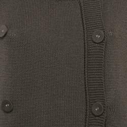 Pre Owned Kenzo Charcoal Grey Knit Double Breasted Long Cardigan S