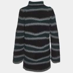 Kenzo Multicolor Stripe Wool Turtleneck Sweater Mini Dress M