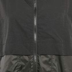 Kenzo Black Logo Print Synthetic Concealed Hood Windbreaker Jacket L