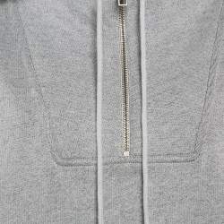 Pre Owned Kenzo Grey Logo Print Cotton Half Zipper Hooded Sweatshirt M
