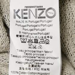 Pre Owned Kenzo Grey Logo Print Cotton Half Zipper Hooded Sweatshirt M