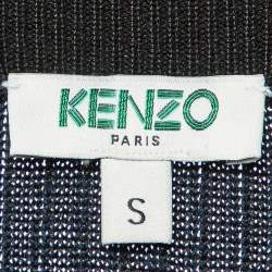 Pre Owned Kenzo Black Striped Lurex Rib Knit Midi Skirt S
