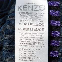 Pre Owned Kenzo Black Striped Lurex Rib Knit Midi Skirt S