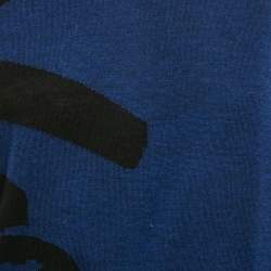 Kenzo Blue Logo Intarsia Wool Knit Crewneck Sweater M