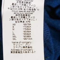 Kenzo Blue Logo Intarsia Wool Knit Crewneck Sweater M