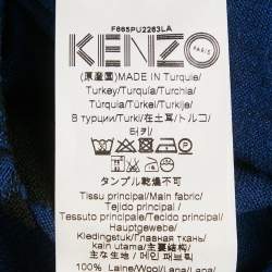Kenzo Blue Logo Intarsia Wool Knit Crewneck Sweater M
