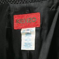 Kenzo Black Tweed Ruffled Jacket M