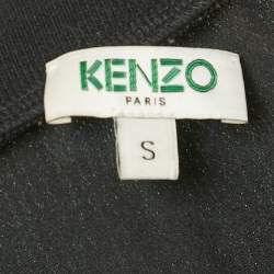 مملوكة مسبقًا Kenzo Black Tiger Logo Embroidered Sateen T-Shirt Dress S