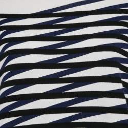 Pre Owned Kenzo Blue/Black Striped Cotton Knit Sweatshirt L