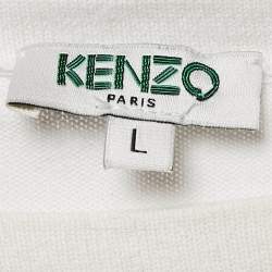 Pre Owned Kenzo Blue/Black Striped Cotton Knit Sweatshirt L