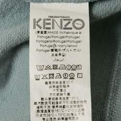 Kenzo Blue Tiger Embroidery Cotton Oversized Hoodie L