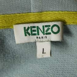 Kenzo Blue Tiger Embroidery Cotton Oversized Hoodie L